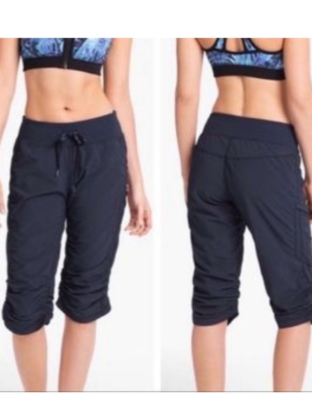 Zella Move It Ruched Active Capri Pants Navy Blue Size 6